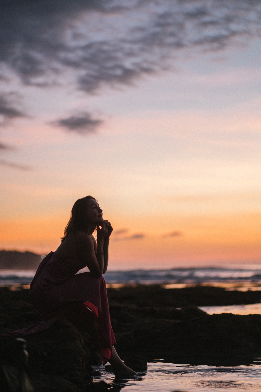 Liliana in silhouette at sunset